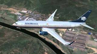 XPlane 9 B737800 Aeromexico aterrizando en SKBG [upl. by Nylessej779]