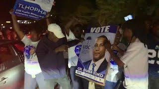 People in Botswana capital celebrate after opposition party win  AFP [upl. by Aihsak]