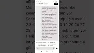 Chat GPT ye benden istenen nöbet isteklerini yazdım ve sonuç ortada [upl. by Izaak956]