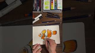 Easy Watercolor of a Clownfish artforbeginners drawing art clownfish sketchbook watercolorart [upl. by Rizzo]