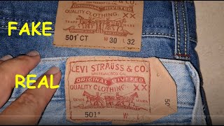 Real vs fake Levis Jeans How to spot fake Levis 501 jeans denim [upl. by Mccurdy822]