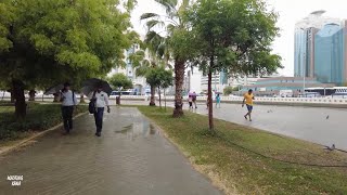 Raining in Dubai Baniyas square to union short walking tour emirates [upl. by Adeuga]