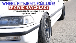 EF Civic Wheel Fitment Stance Failure Konig Hypergrams 15x85 25 on 20550 tires [upl. by Donall]