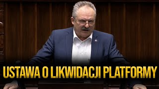 Ustawa quotlikwidująca platformęquot  Marek Jakubiak w Sejmie  Wolni Republikanie [upl. by Munford]