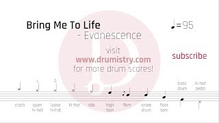 Evanescence  Bring Me To Life Drum Score [upl. by Aceissej788]