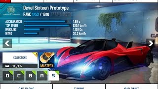 ASPHALT 8 AIRBORNE  DEVEL SIXTEEN PROTOTYPE TUNNING AND ELITE MAPPING [upl. by Arihsa]