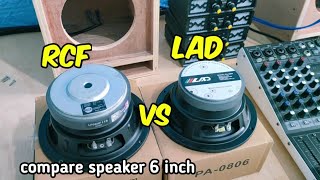 COMPARE SPEAKER RCF 6 INCH VS SPEAKER LAD 6 INCH BOX MINISCOOP MINIATUR SOUND 6 INCH TPA 3116 [upl. by Yrdua227]