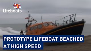 Prototype lifeboat being beached at high speed [upl. by Highams754]