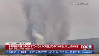 Brush fire grows to 400 acres forces evacuations [upl. by Ilellan]