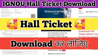 IGNOU hall Ticket Download December 2024 IGNOU Admit Card December December 2024 [upl. by Nodnnarb873]