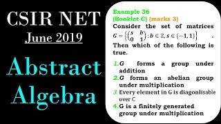 CSIR NET MATHEMATICS  Abstract Algebra  Best Solution Finitely Generated Group June 2019 [upl. by Callida]