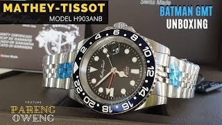 Mathey  Tissot Vintage GMT Batman Watch Unboxing H903ANB [upl. by Zzaj]