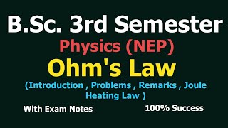 Lecture  28  Ohms Law  Electromagnetic Theory  3rd sem  MSDSU  NEP [upl. by Saiasi]