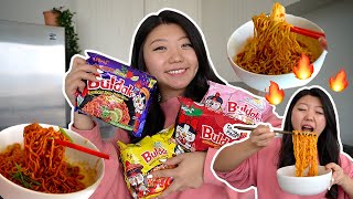 KOREAN RAMEN HAUL Trying Every Samyang Buldak Noodle Flavor 🔥 mukbang amp cooking [upl. by Brittaney]