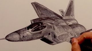 Drawing F22 Raptor Fighter Aircraft with Ballpoint Pen [upl. by Isawk]