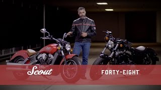 Indian Scout vs HarleyDavidson FortyEight  Indian Motorcycle [upl. by Aisatnaf]