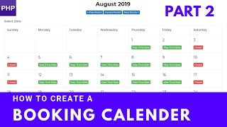 How to create a booking calendar  php mysql  Part 2 [upl. by Suelo]