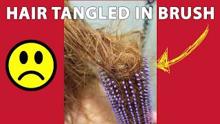 Girl Gets Hair Stuck Tangled in Round Brush NEW Solution See how she got untangled Hairstyles [upl. by Aratihc879]