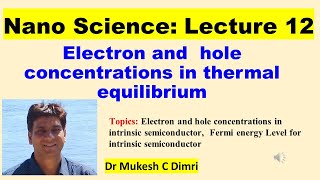 Electron and hole concentrations in thermal equilibrium Intrinsic carrier concentration [upl. by Tomkins]