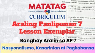 Lesson Exemplar AP 7 Matatag Curriculum Banghay Aralin sa AP 7 Nasyonalismo Kasarinlan at Pagkabansa [upl. by Aissilem]