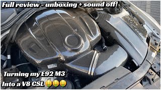 BMW e92 M3 Carbon Intake Review quotMaking a V8 CSLquot  Karbonius Intake 🤤 [upl. by Ahsekan]