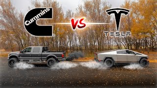 Ultimate Cummins Swapped F250 vs Tesla Cyber Truck Tug of War [upl. by Brenza]