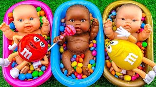 Rainbow Satisfying Video l ASMR Mixing Candy amp Skittles in Three Bathtubs Baloons with MampMs Slime [upl. by Airla]