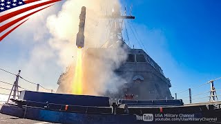 Hellfire Vertical Launches from US Navys Littoral Combat Ships [upl. by Smaoht162]