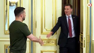 Ukraines Zelenskiy meets UKs Jeremy Hunt in Kyiv  REUTERS [upl. by Jaf780]