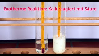 Exotherme Reaktion II Kalk reagiert mit Schwefelsäure [upl. by Yentnuoc]