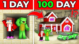 JJ And Mikey SURVIVED 100 Days in a Only CAVE in Minecraft Maizen [upl. by Einnok]