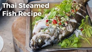 Thai Steamed Fish With Lime and Garlic Recipe ปลากะพงนึ่งมะนาว [upl. by Yancy747]