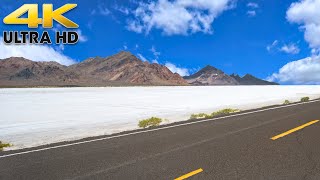 Bonneville Salt Flats Utah Scenic Drive 4K [upl. by Annoyek]