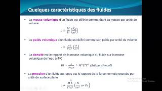 Mécanique de fluidesIntroductionviscositédensitéamp Fluid mechanics Introductionviscositydensity [upl. by Airetahs730]