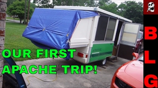 APACHE POP UP CAMPER FIRST TRIP  EASY CANOPY IDEA [upl. by Rutter]