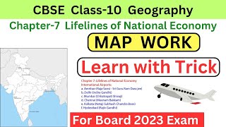 Map Work  CBSE Class 10 Geography Chapter 7 Lifelines of National Economy airports  Board 2023 [upl. by Suoiluj]