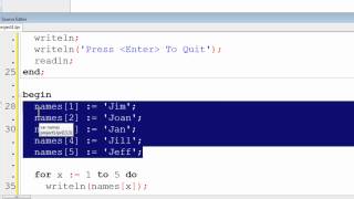 Free Pascal Program Tutorial 18  Arrays  Lazarus [upl. by Nnylsia860]