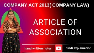 Article of Association  Company Law  B com BBA Notes  hindi hand written notes [upl. by Deeraf466]