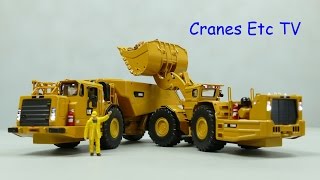 Diecast Masters Caterpillar Underground Machines R3000H  AD60 by Cranes Etc TV [upl. by Naget]