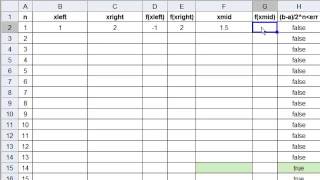 Bisection Method  Ex1 spreadsheet [upl. by Erlene]