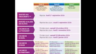 calendrier scolaire 2014  2015  rentrée des classes et vacances [upl. by Howell435]