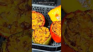 Easy air fryer recipes for beginners  stuffed bell peppers🫑 shorts [upl. by Adiell314]