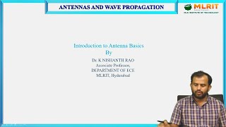 LEC01 Computer Networks  Introduction to Antenna Basics By Dr K Nishantha Rao [upl. by Aborn]