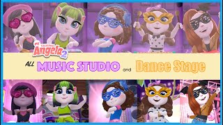 💃🏼🎼 My Talking Angela 2  ALL DANCE STAGES AND MUSIC INSTRUMENTS Compilation 💃🏼🎼 [upl. by Eppie578]