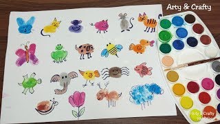 Finger Painting Art  Easy Thumb Painting Animals  Summer Fun Activities for kids by Arty amp Crafty [upl. by Hajar]