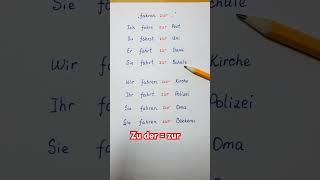 Zu der  zur Präpositionen mit Dativ deutsch german learngerman studygerman germany shorts [upl. by Serle]