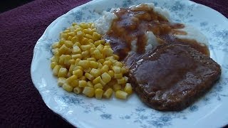 ASMR Eating Salisbury Steak Mash Potatoes with gravy and butter corn [upl. by Moulden350]