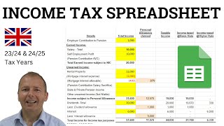 UK Income Tax Calculator Spreadsheet 20245 amp 20234  sort out your taxes [upl. by Spear]