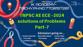 Answer key problems with detailed solutions 7 AE ECE 2024Online class free class RRB TNPSC [upl. by Ecinnahs798]