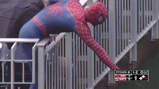 SpiderMan takes in game at Nationals Park [upl. by Auric]